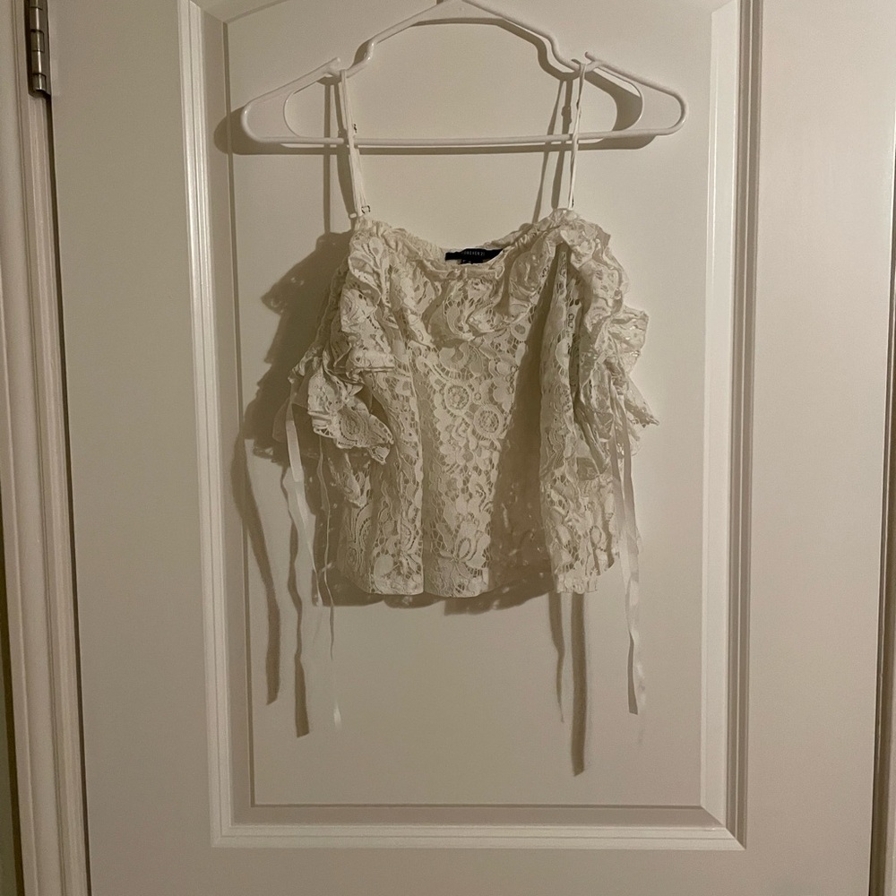 Forever 21 | White Lace Cold Shoulder Top